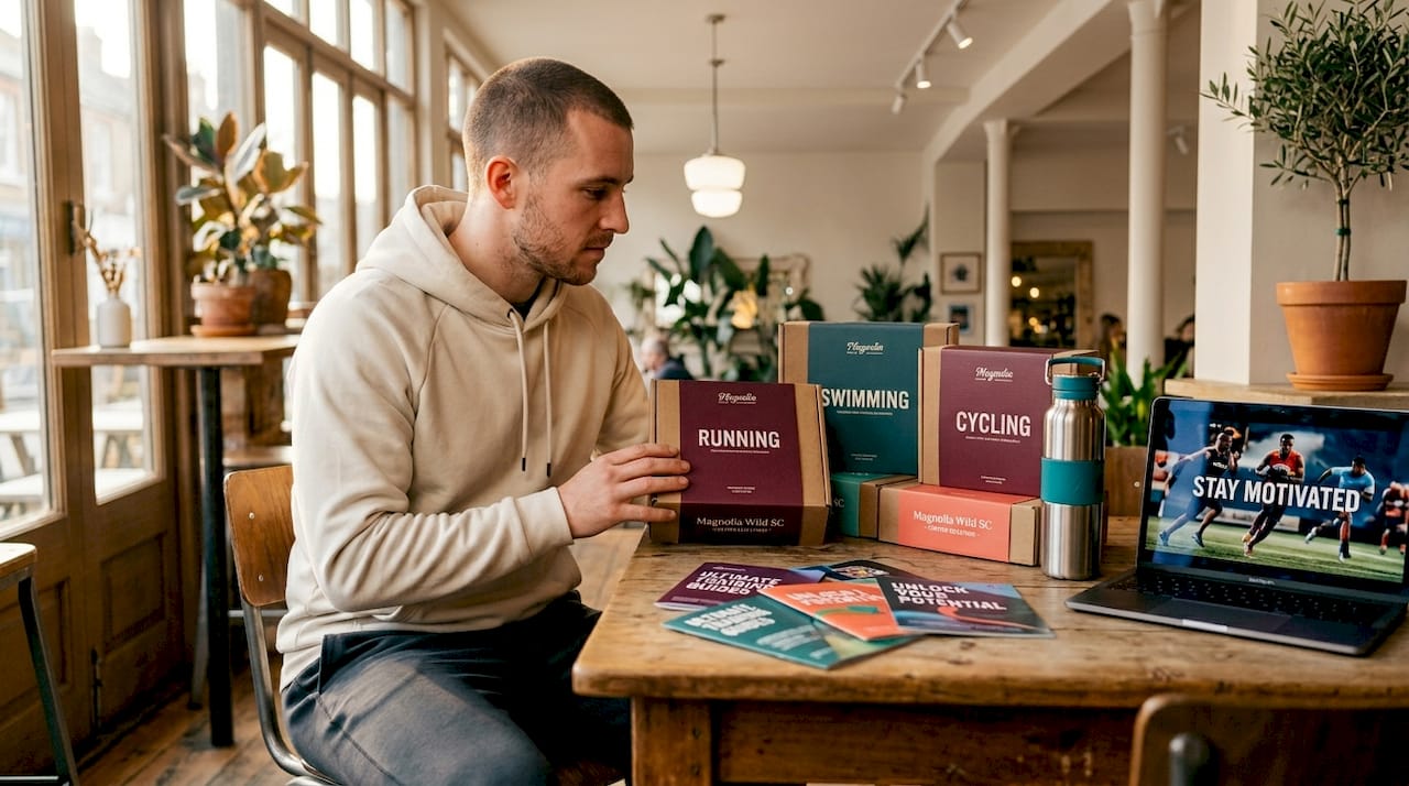 Athlete reviewing sport-specific gifts at kitchen table