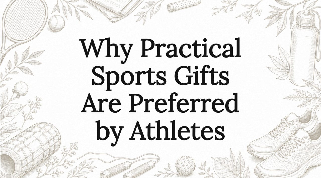 Decorative illustrative title card for sports gifts article