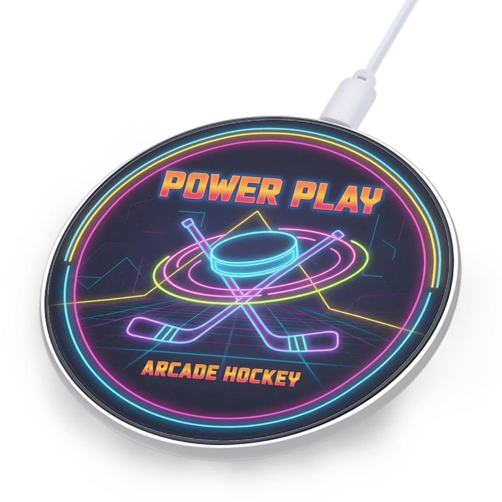 Neon Hockey Arcade Wireless Charging Pad – Fast 10W Compact Charger - Magnolia Wild SC