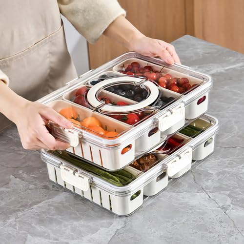 Snack Tray With Divided Lid And Handle - Magnolia Wild SC
