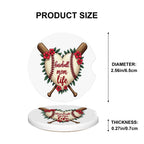 Baseball Mom Car Coasters – 2 Pack Ceramic Absorbent Cup Holder Inserts with Cork Base - Magnolia Wild SC
