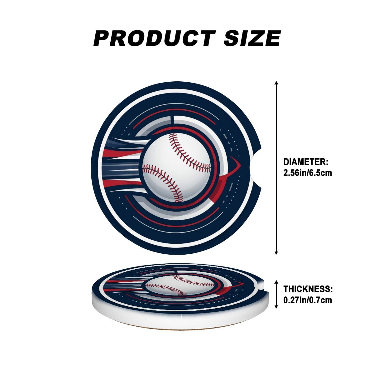 Baseball Power Stroke Car Coasters | Absorbent Ceramic 2-Pack