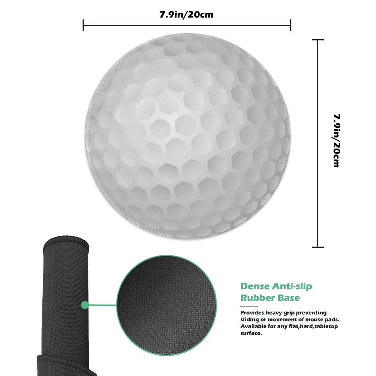 Golf Ball Mouse Pad – Non-Slip Polyester Rubber Base Mouse Pad - Magnolia Wild SC