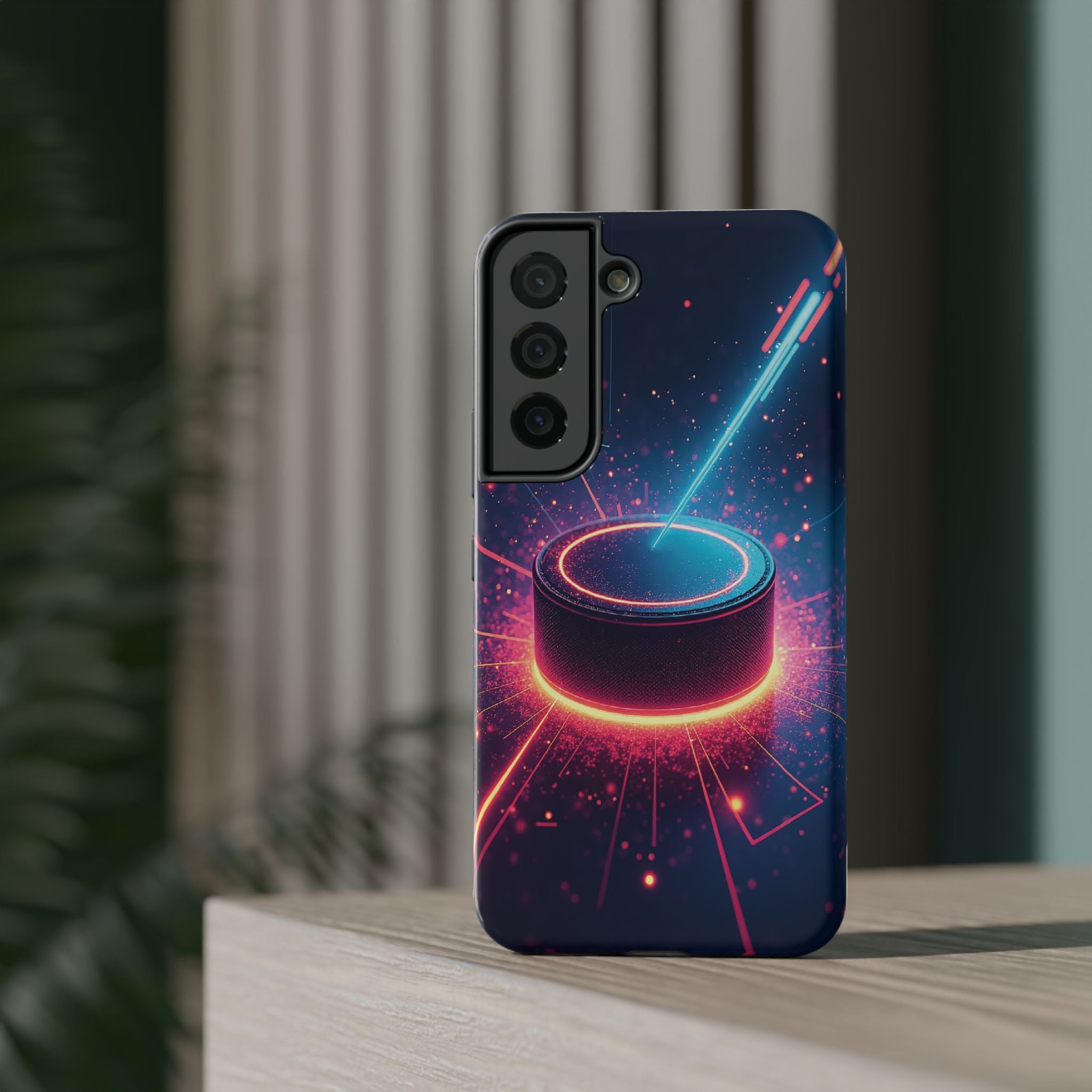 Neon Laser Hockey Puck Impact-Resistant Phone Case - Magnolia Wild SC