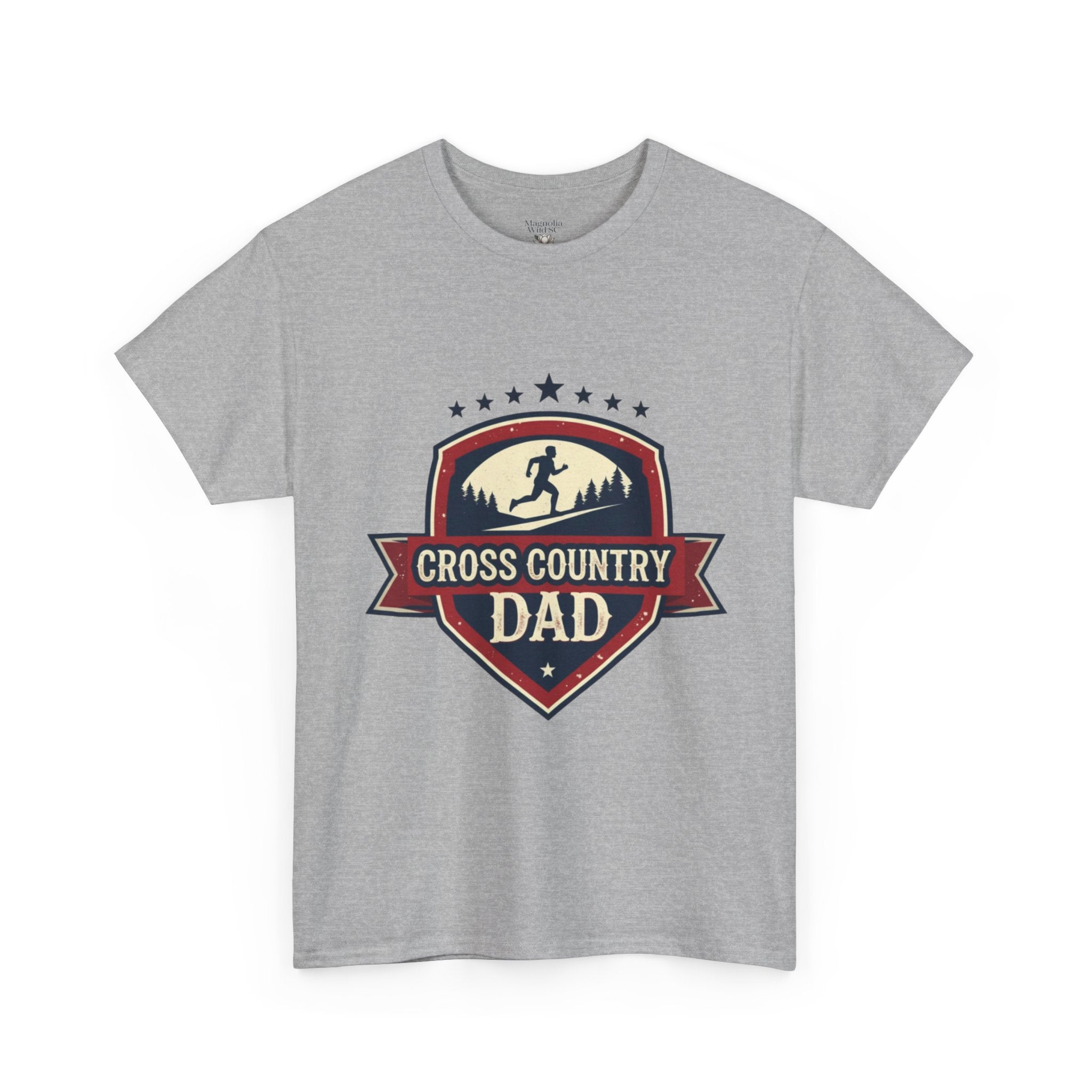 Retro Badge Style: The Vintage Cross Country Dad Shield Tee - Magnolia Wild SC