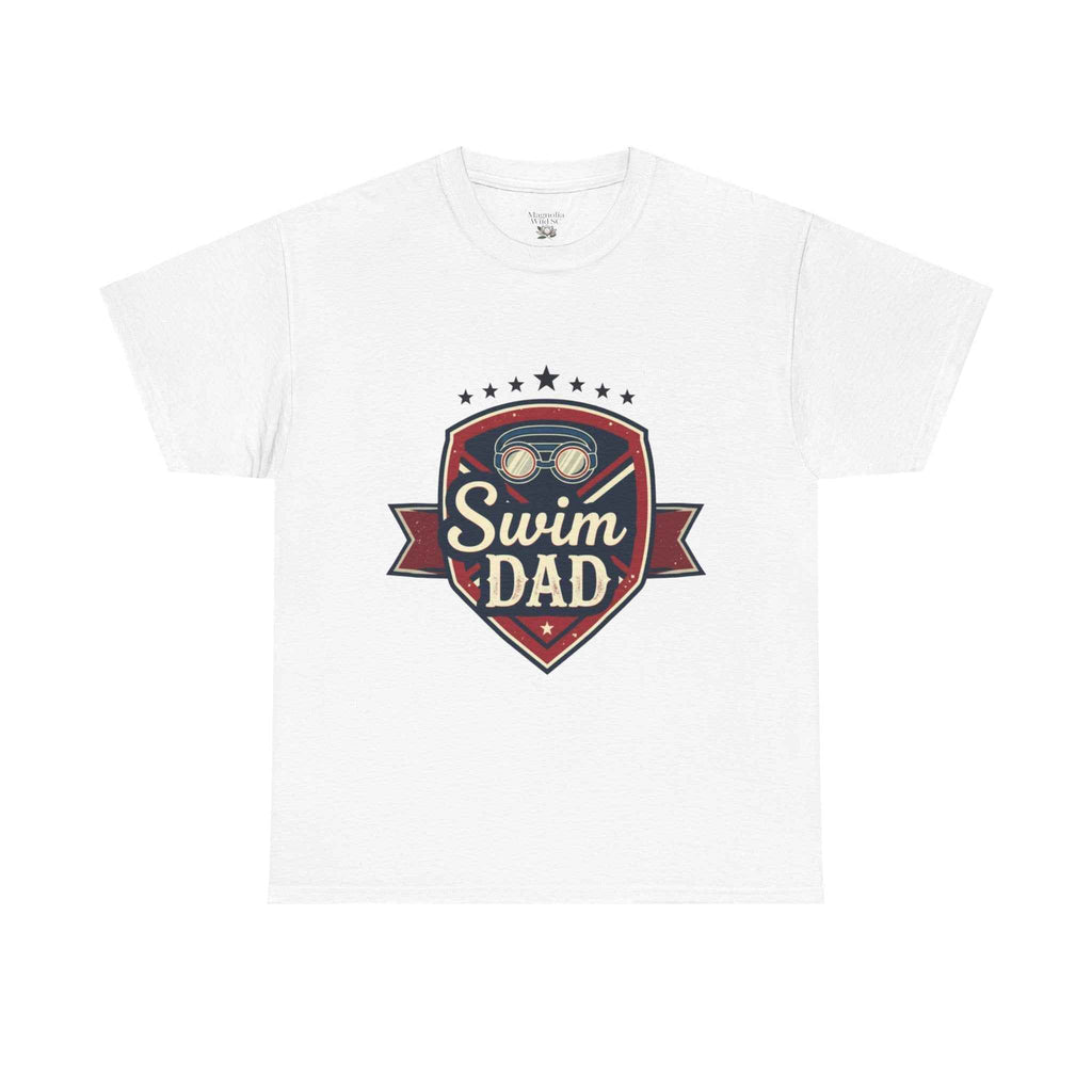 Retro Badge Style: The Vintage Swim Dad Shield Tee