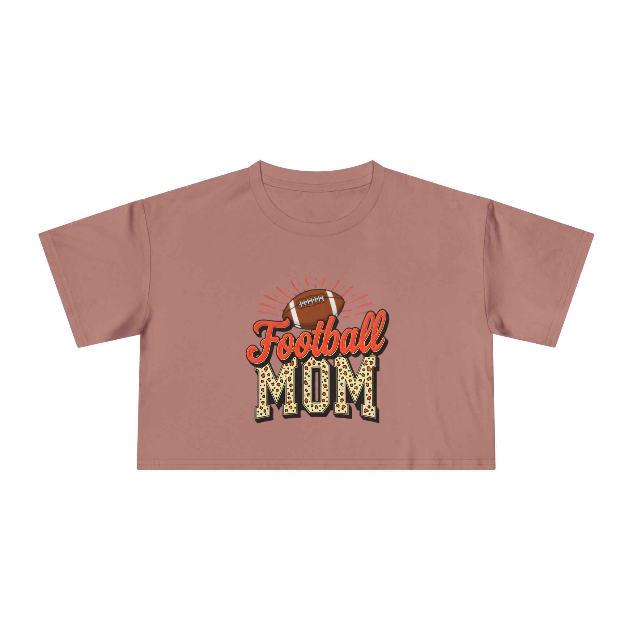 Football Mom Cheetah Print Crop Tee