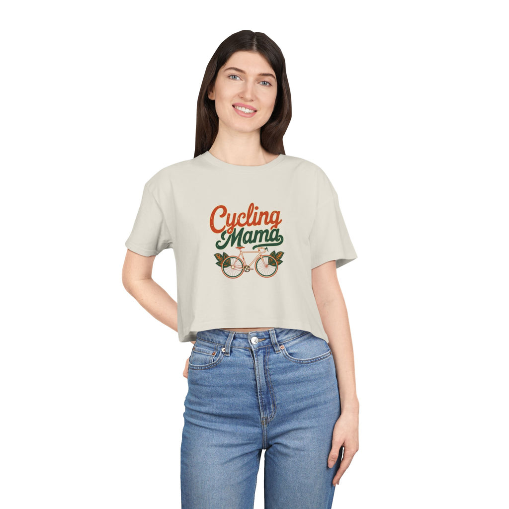 Cycling Mama Crop Tee — Retro Cycling Graphic - Magnolia Wild SC