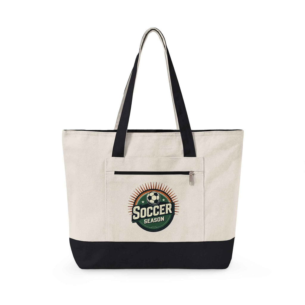 Personalized Kickoff Canvas Zippered Tote — Soccer Fans & Parents