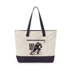 Personalized Zippered Hockey Tote — ‘Eat. Sleep. Hockey. Repeat.’ Canvas Bag for Players & Fans - Magnolia Wild SC