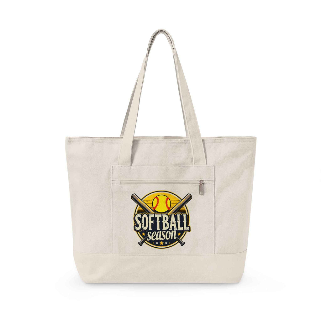 Personalized Softball Season Canvas Tote — Game Day Bag for Moms, Grandmas & Athletes