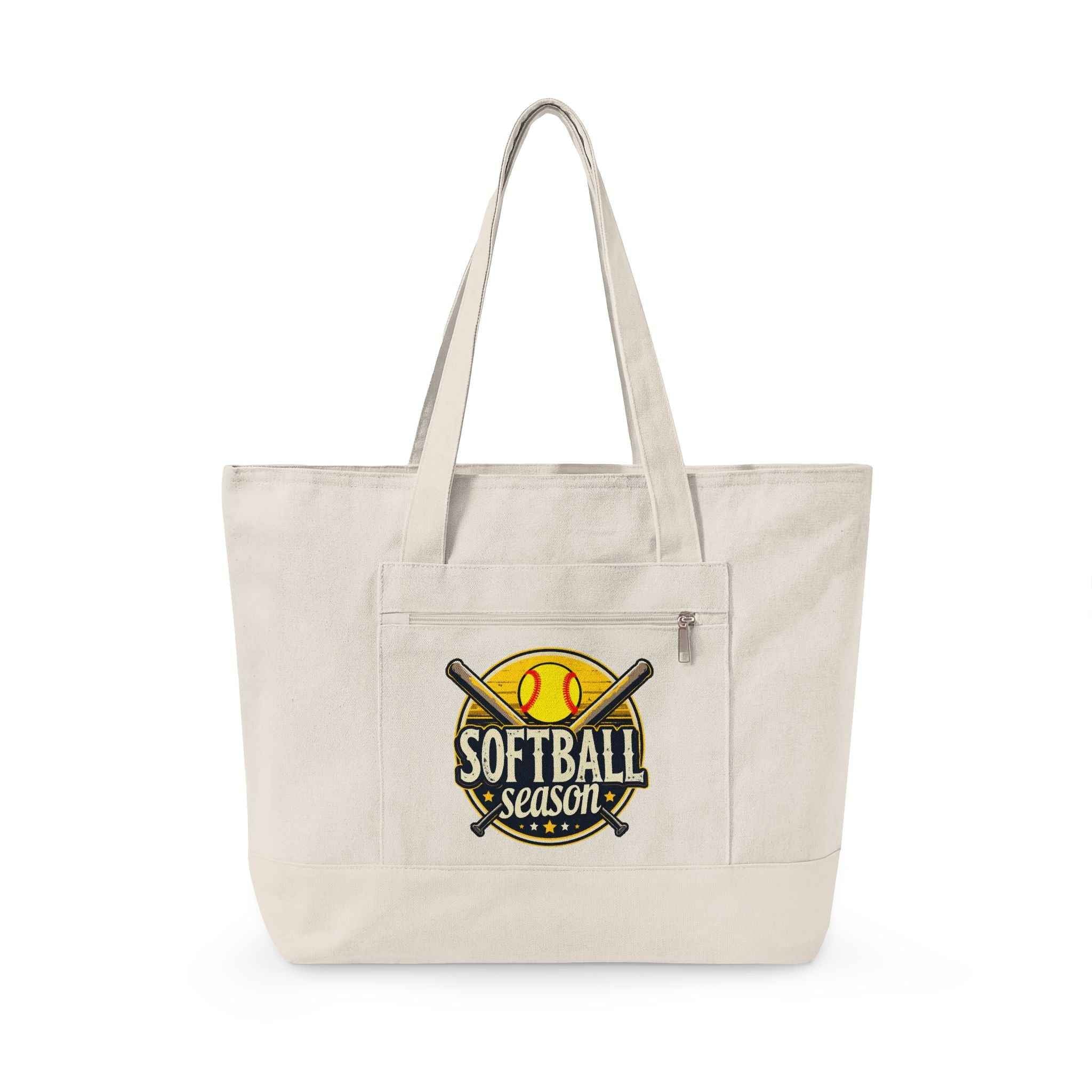 Personalized Softball Season Canvas Tote — Game Day Bag for Moms, Grandmas & Athletes