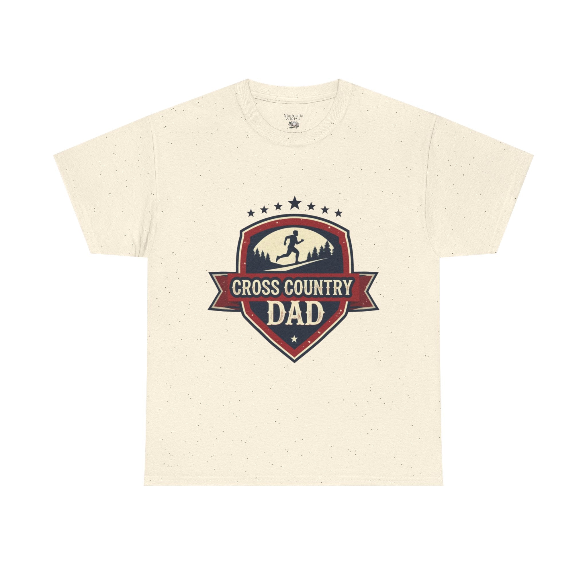 Retro Badge Style: The Vintage Cross Country Dad Shield Tee - Magnolia Wild SC