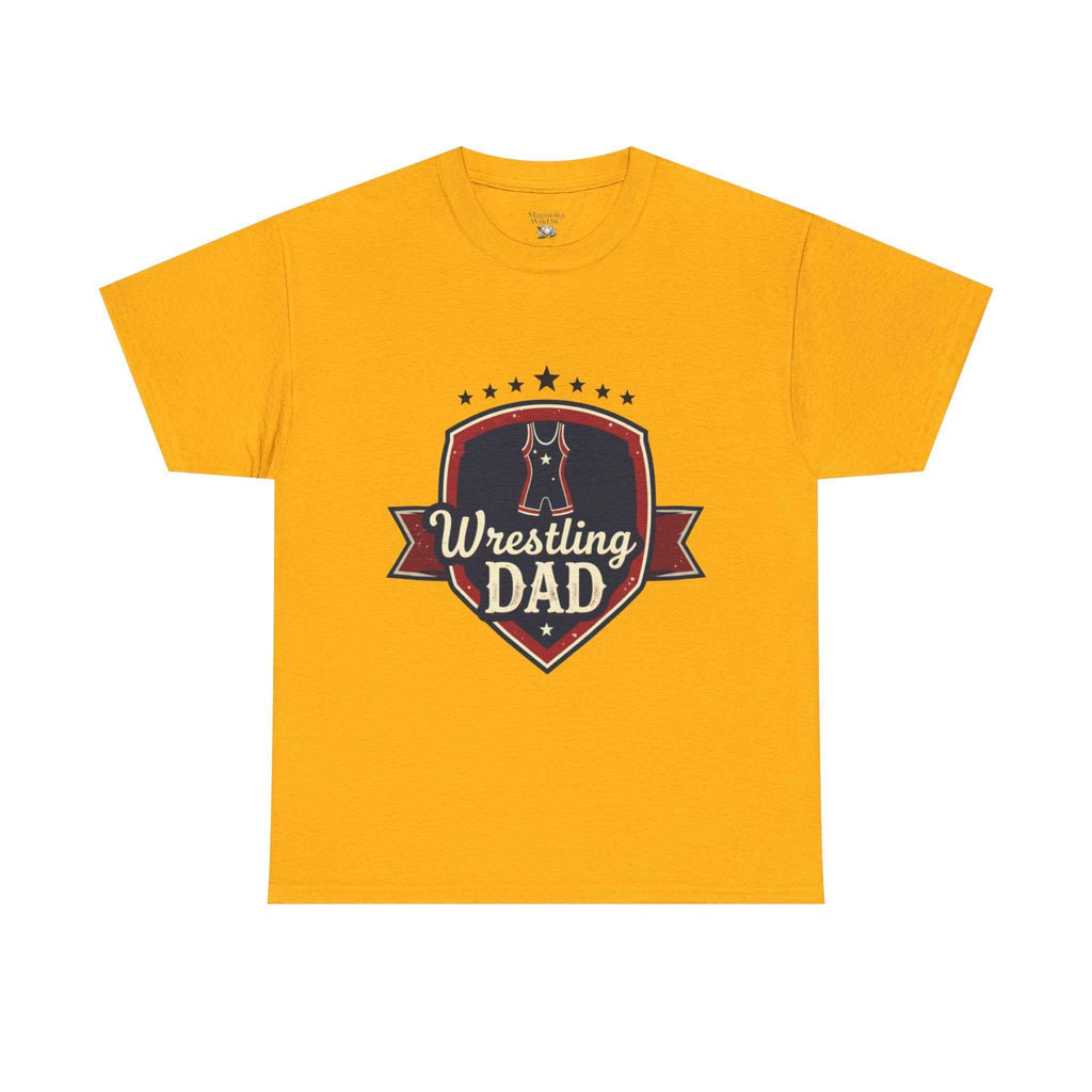 Retro Badge Style: The Vintage Wrestling Dad Shield Tee