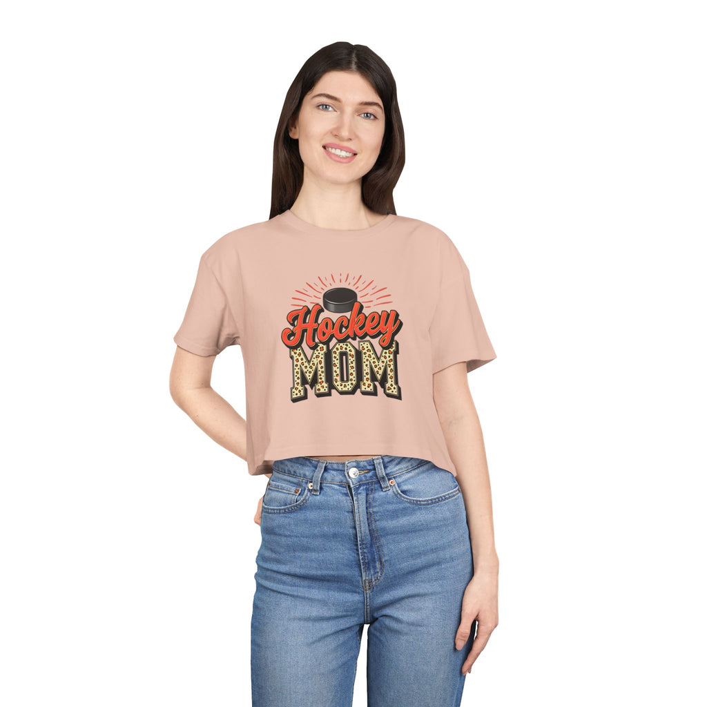 Hockey Mom Cheetah Print Women's Crop Tee - Magnolia Wild SC
