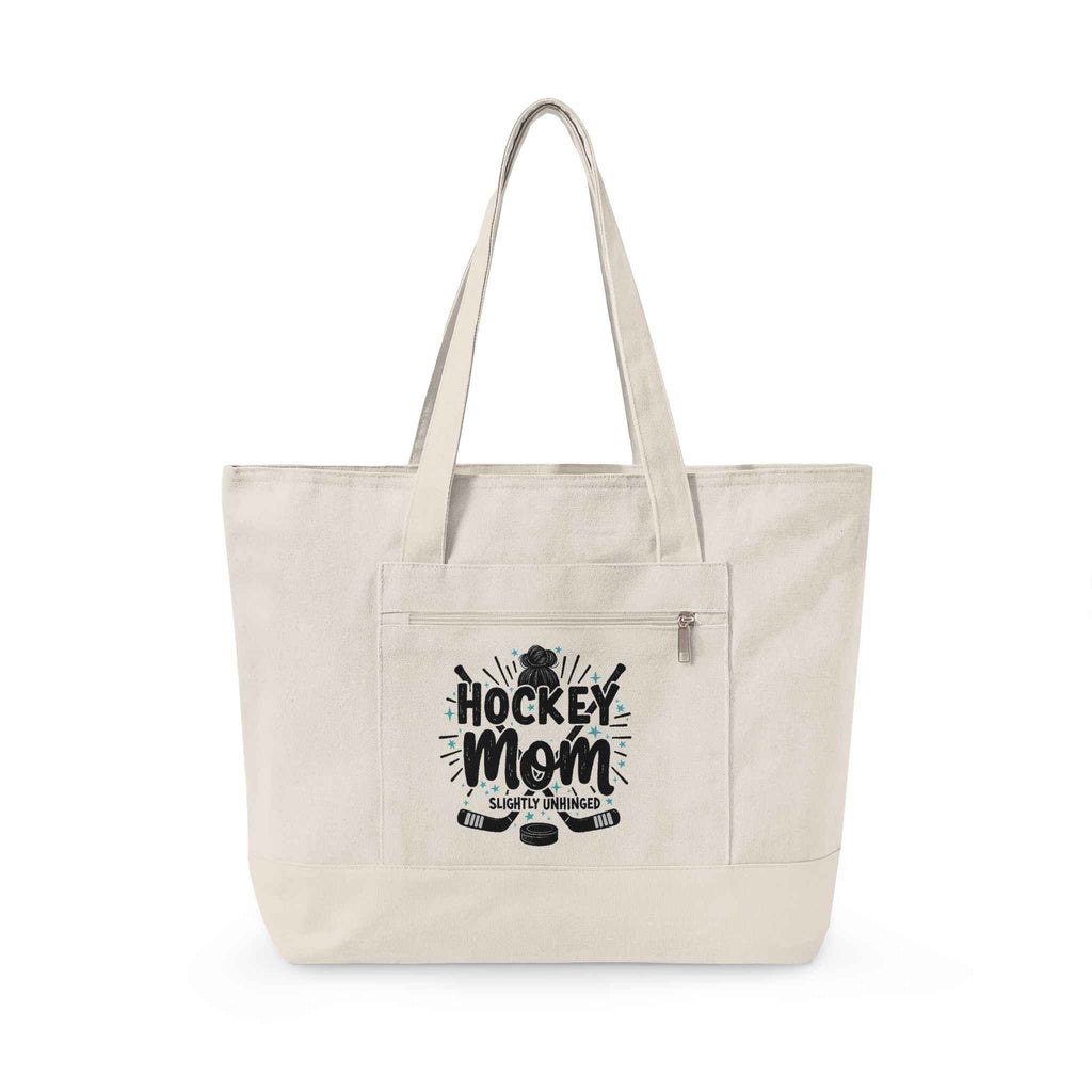 Personalized "Slightly Unhinged" Hockey Parent’s Survival Zippered Tote