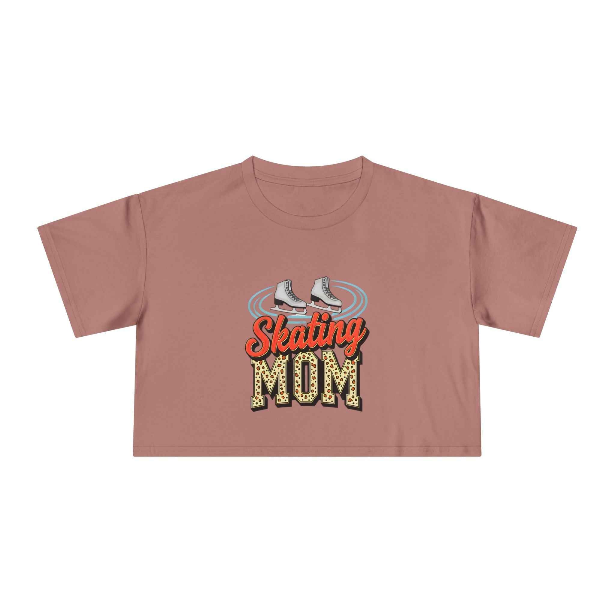Figure Skating Mom Cheetah Print Women's Crop Tee