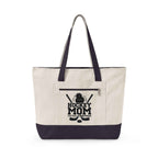 Personalized Hockey Mom Canvas Tote — Messy Bun, Big Energy, Full Gear