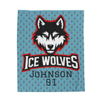 Personalized Hockey Velveteen Blanket — Custom Team Logo, Player Name & Number