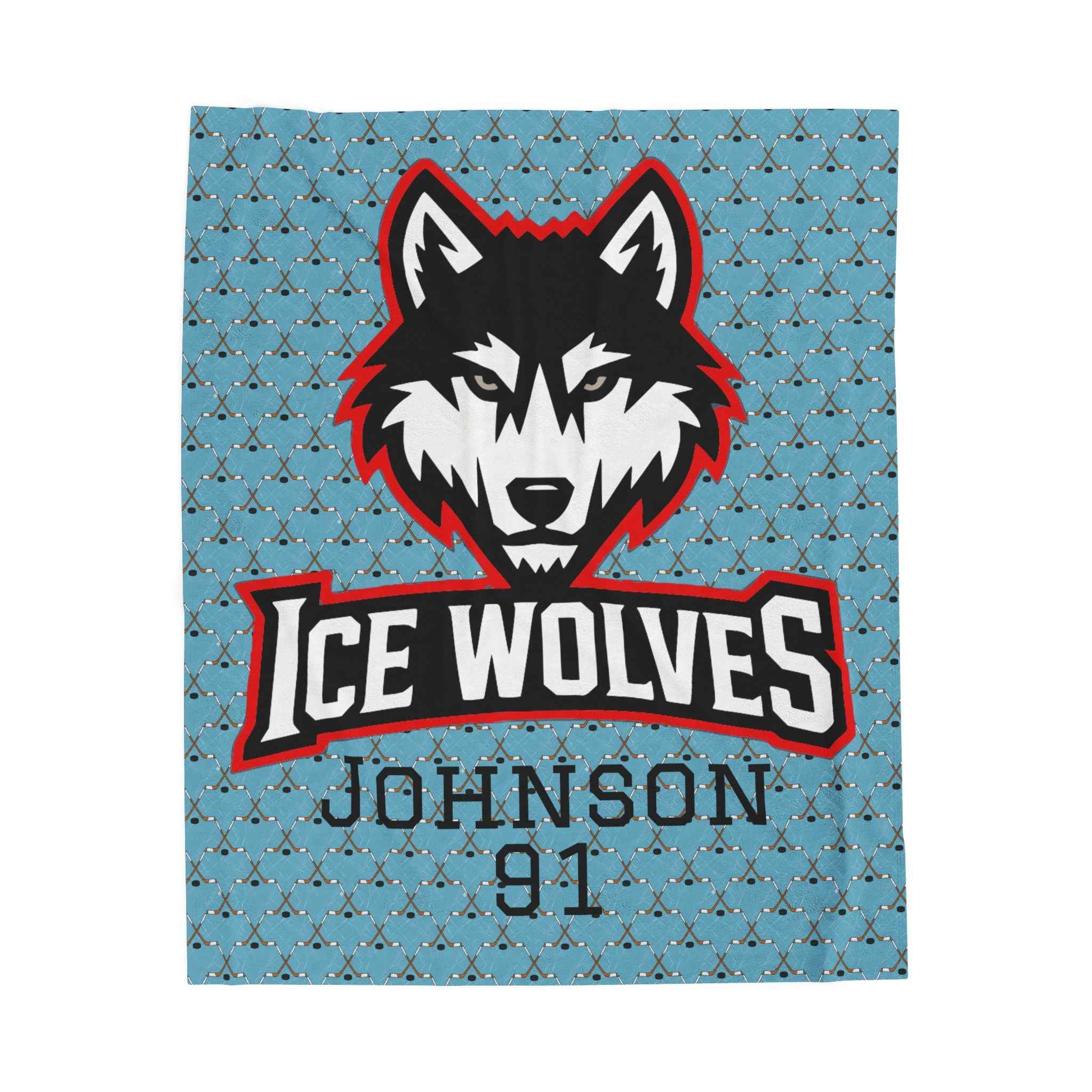 Personalized Hockey Velveteen Blanket — Custom Team Logo, Player Name & Number