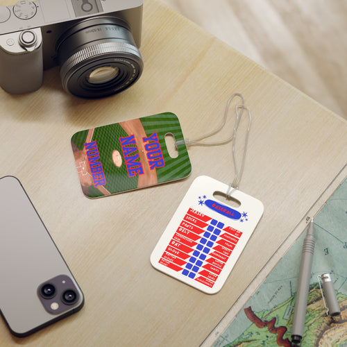 Baseball Luggage Tag — Customizable Name & Number with Game Checklist - Magnolia Wild SC