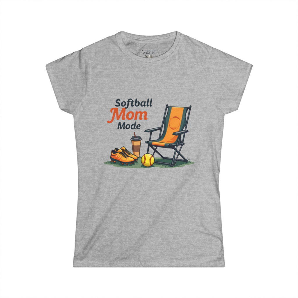 Softball Mom Mode Tee | Mom Chair, Glove & Cleats Design