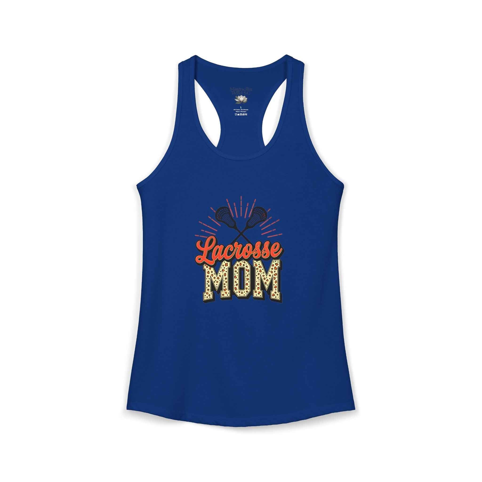 Lacrosse Mom Racerback Tank – Personalized Name & Number Option
