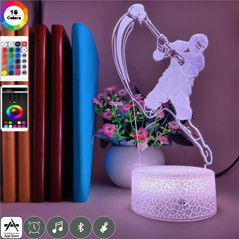 Lacrosse Sports Creative Color Gradient 3D Small Night Light - Magnolia Wild SC