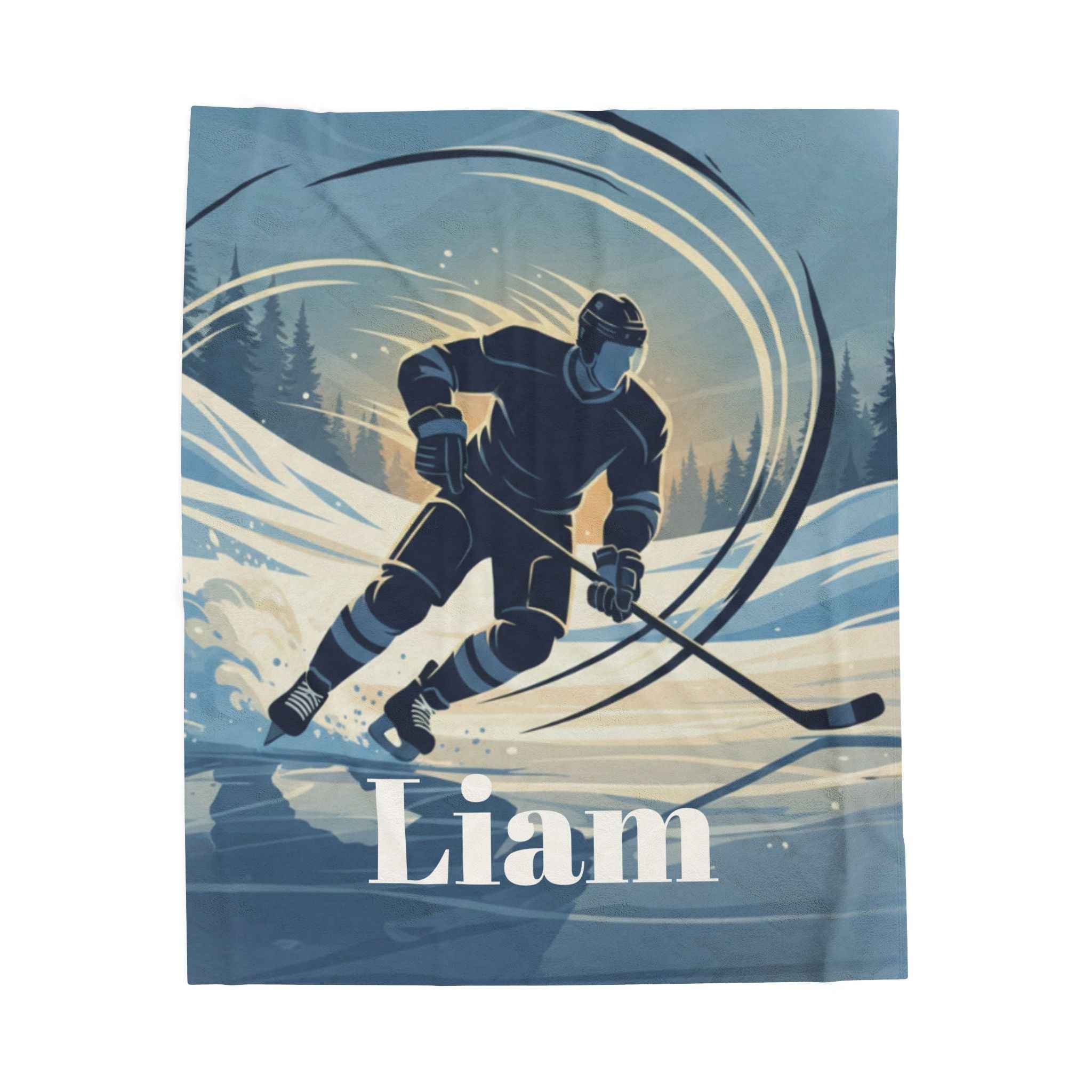 Personalized Hockey Velveteen  Plush Blanket — Custom Name for Players, Moms, and Fans
