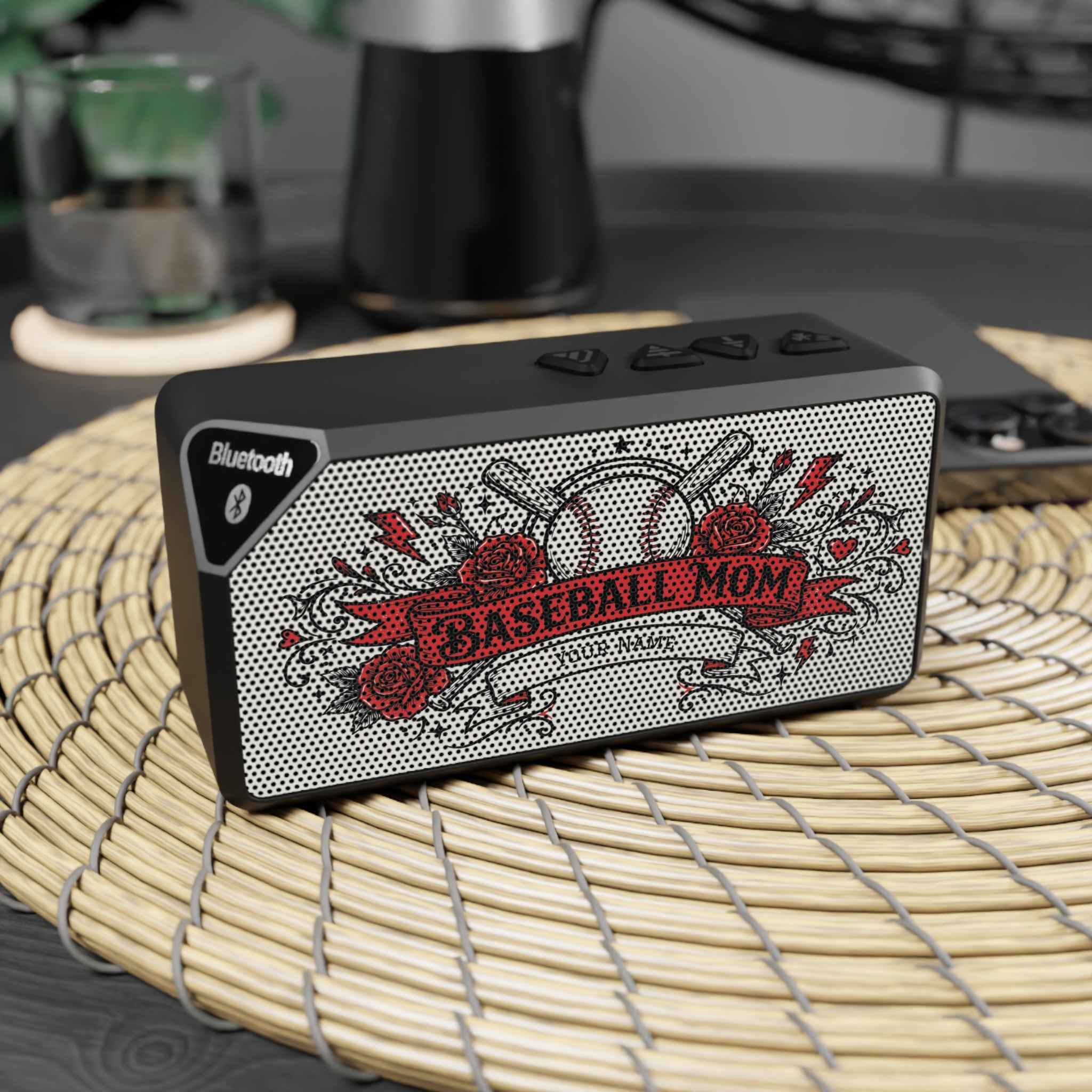 Baseball Mom Tattoo-Style Speaker — Custom Name Bluetooth Speaker