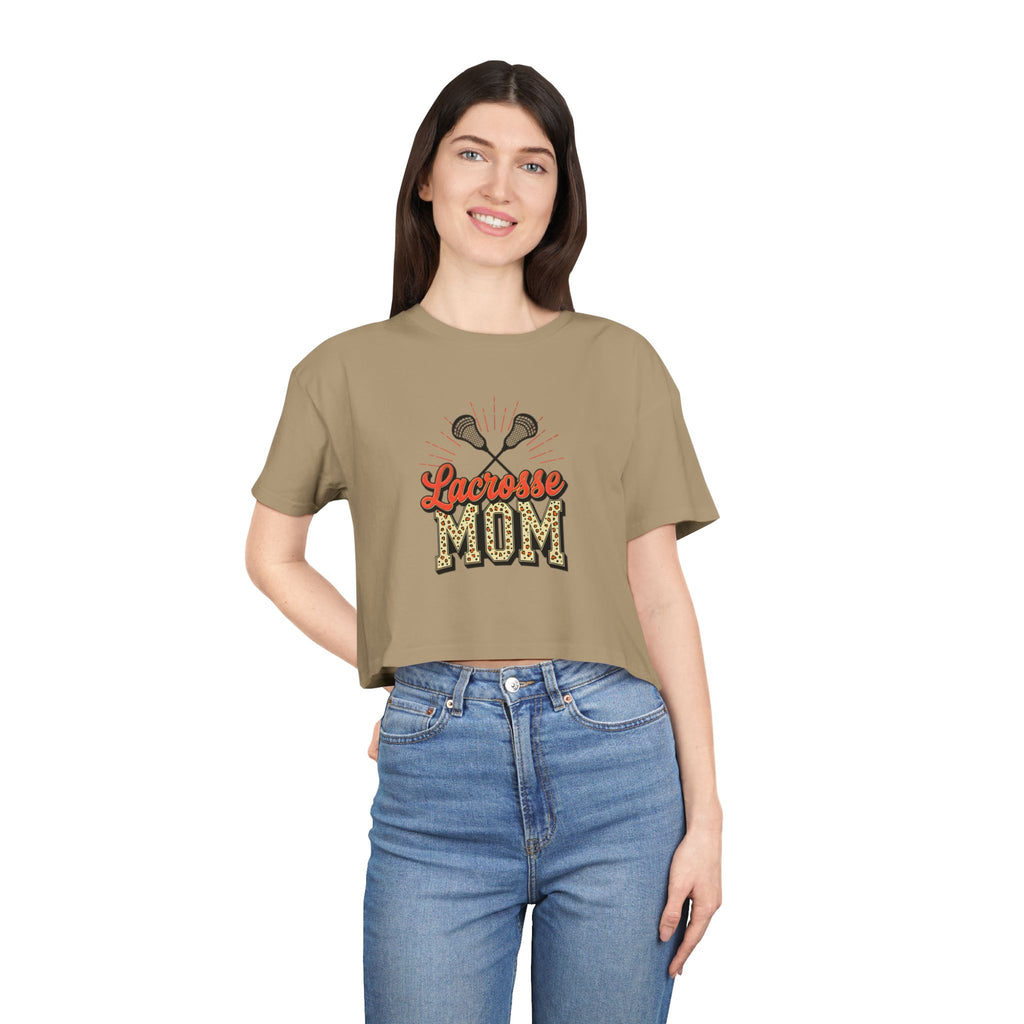 Lacrosse Mom Cheetah Print Women's Crop Tee - Magnolia Wild SC