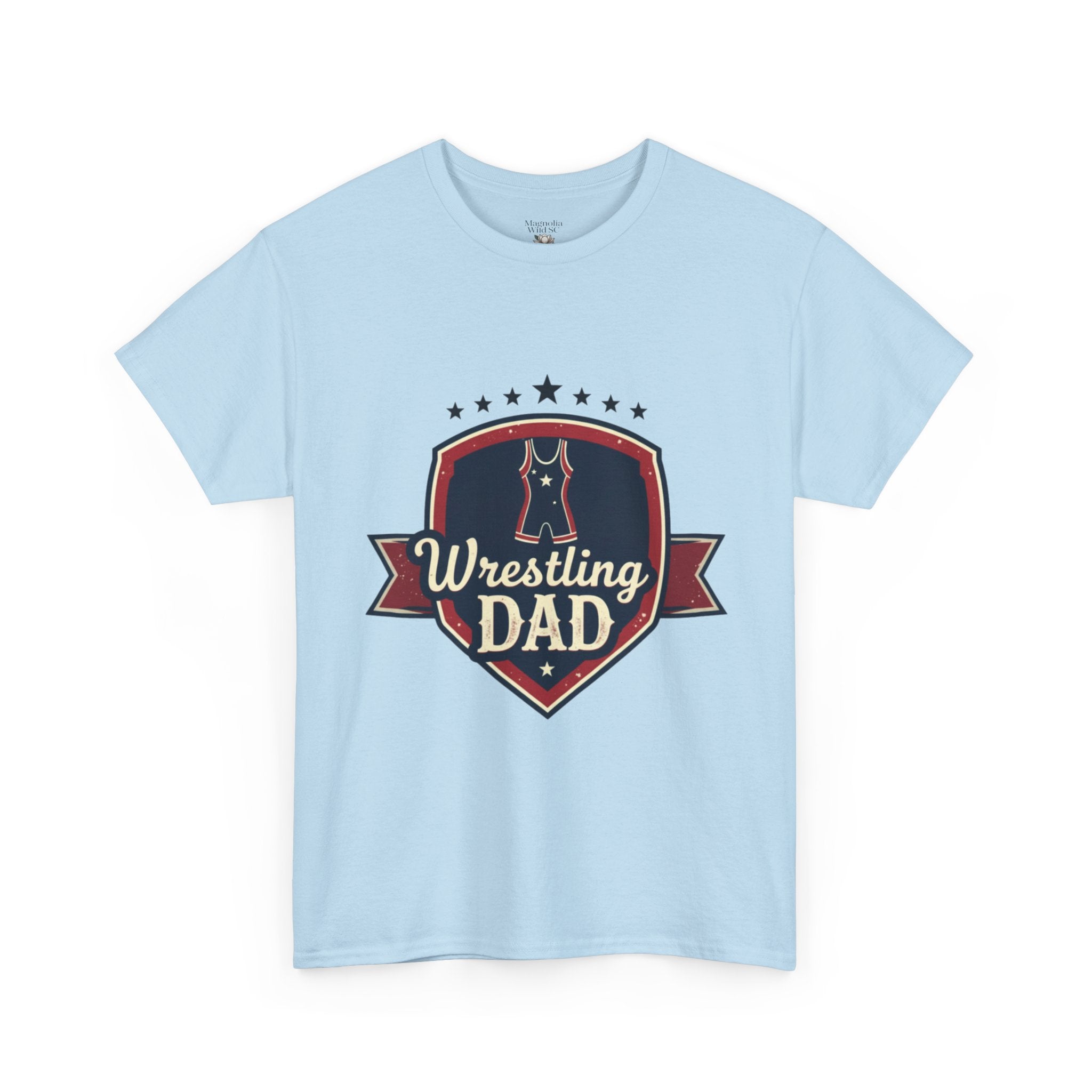 Retro Badge Style: The Vintage Wrestling Dad Shield Tee - Magnolia Wild SC