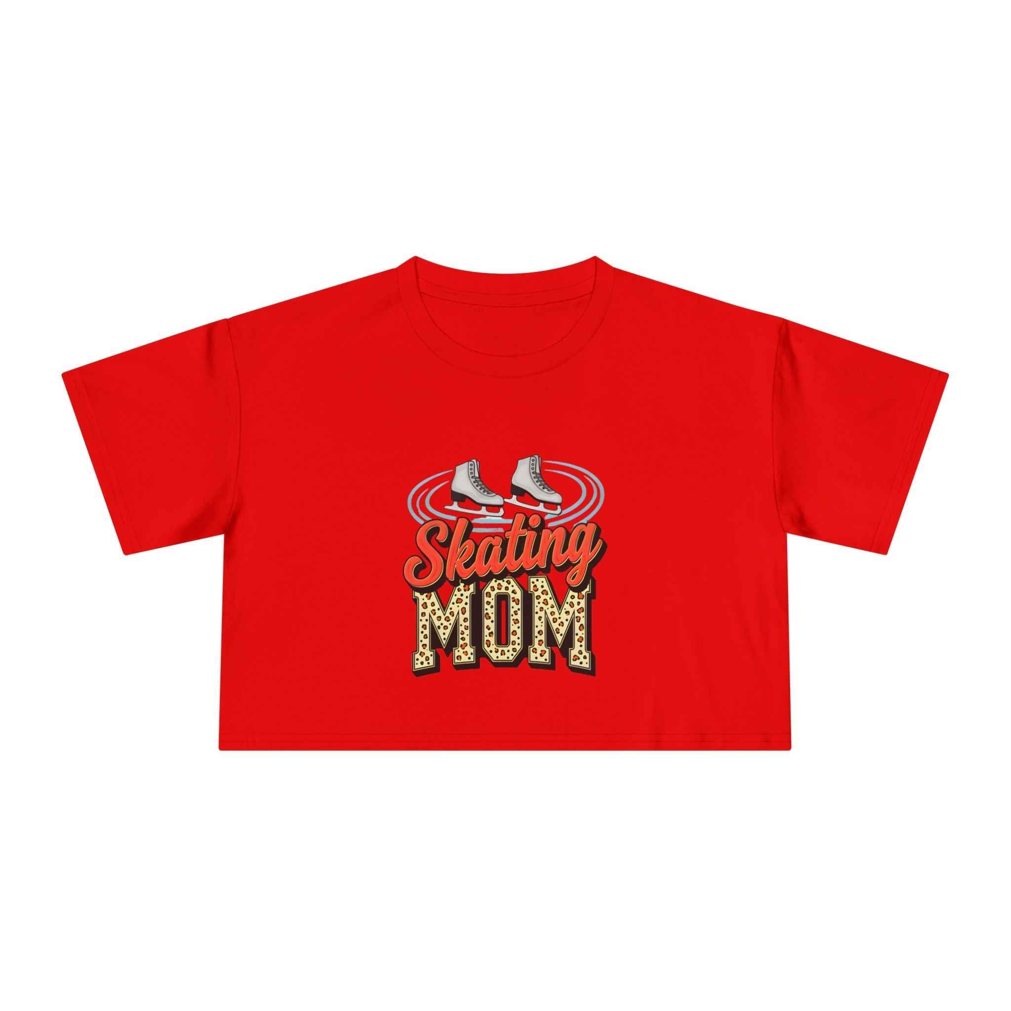 Figure Skating Mom Cheetah Print Women's Crop Tee