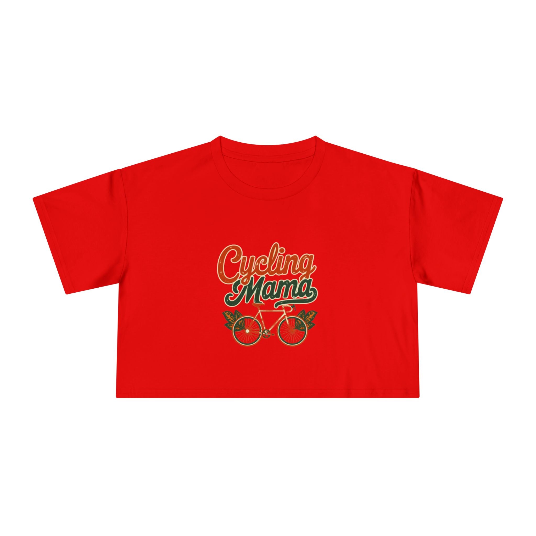 Cycling Mama Crop Tee — Retro Cycling Graphic - Magnolia Wild SC