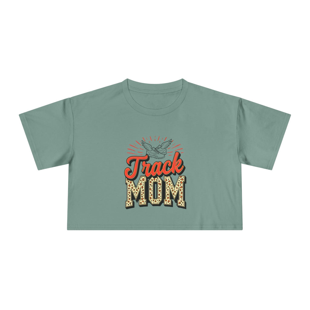 Track Mom Cheetah Print Women's Crop Tee - Magnolia Wild SC