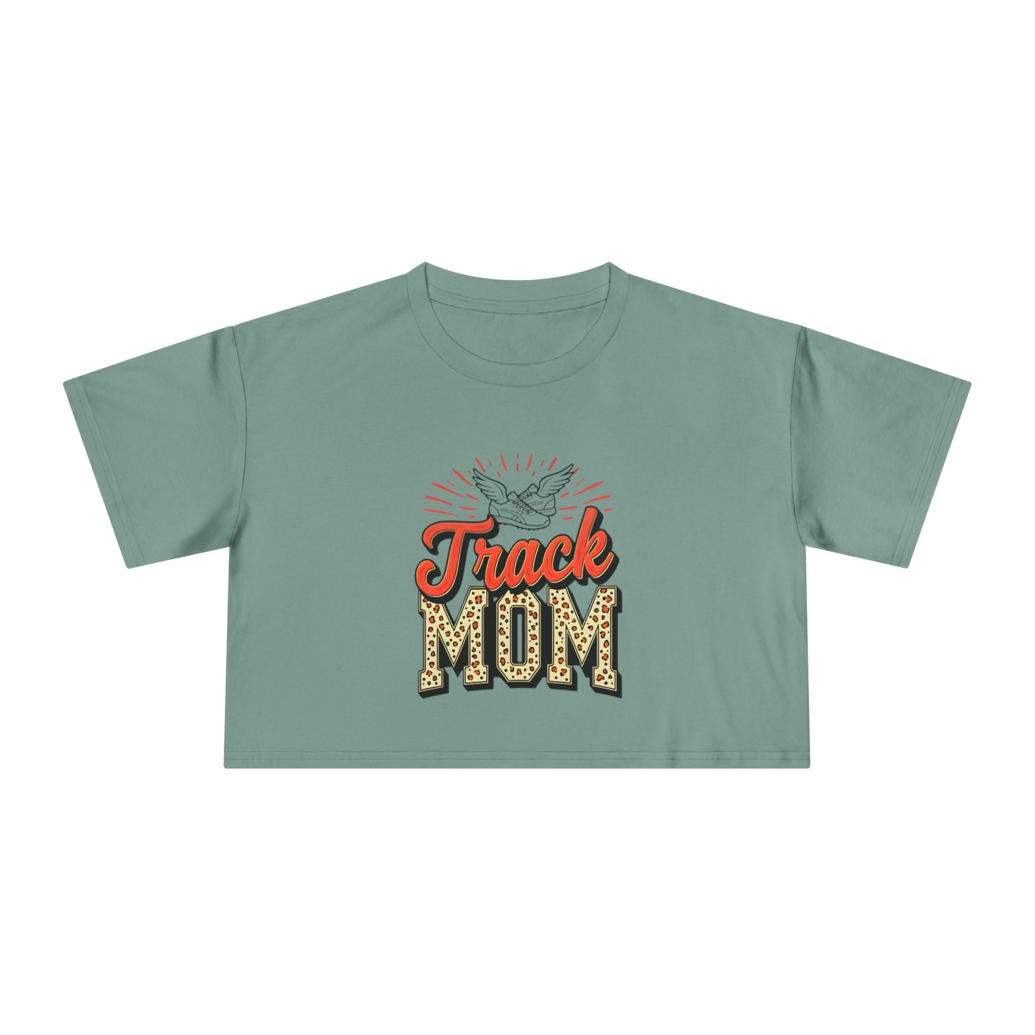 Track Mom Cheetah Print Women's Crop Tee - Magnolia Wild SC