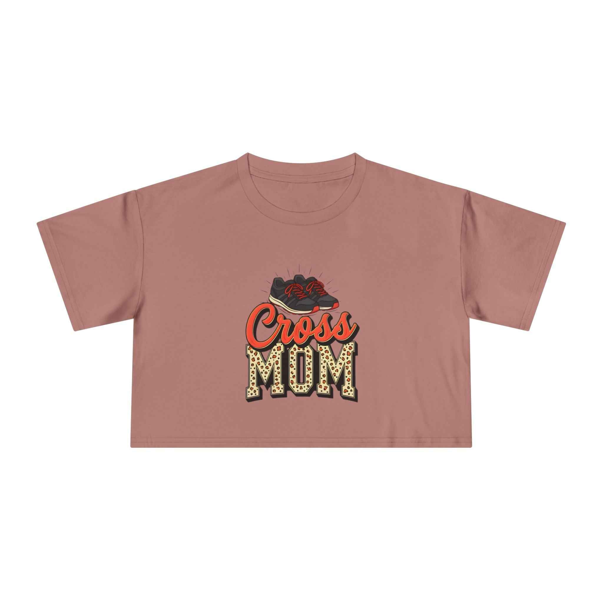 Cross Country Mom Cheetah Print Women's Crop Tee