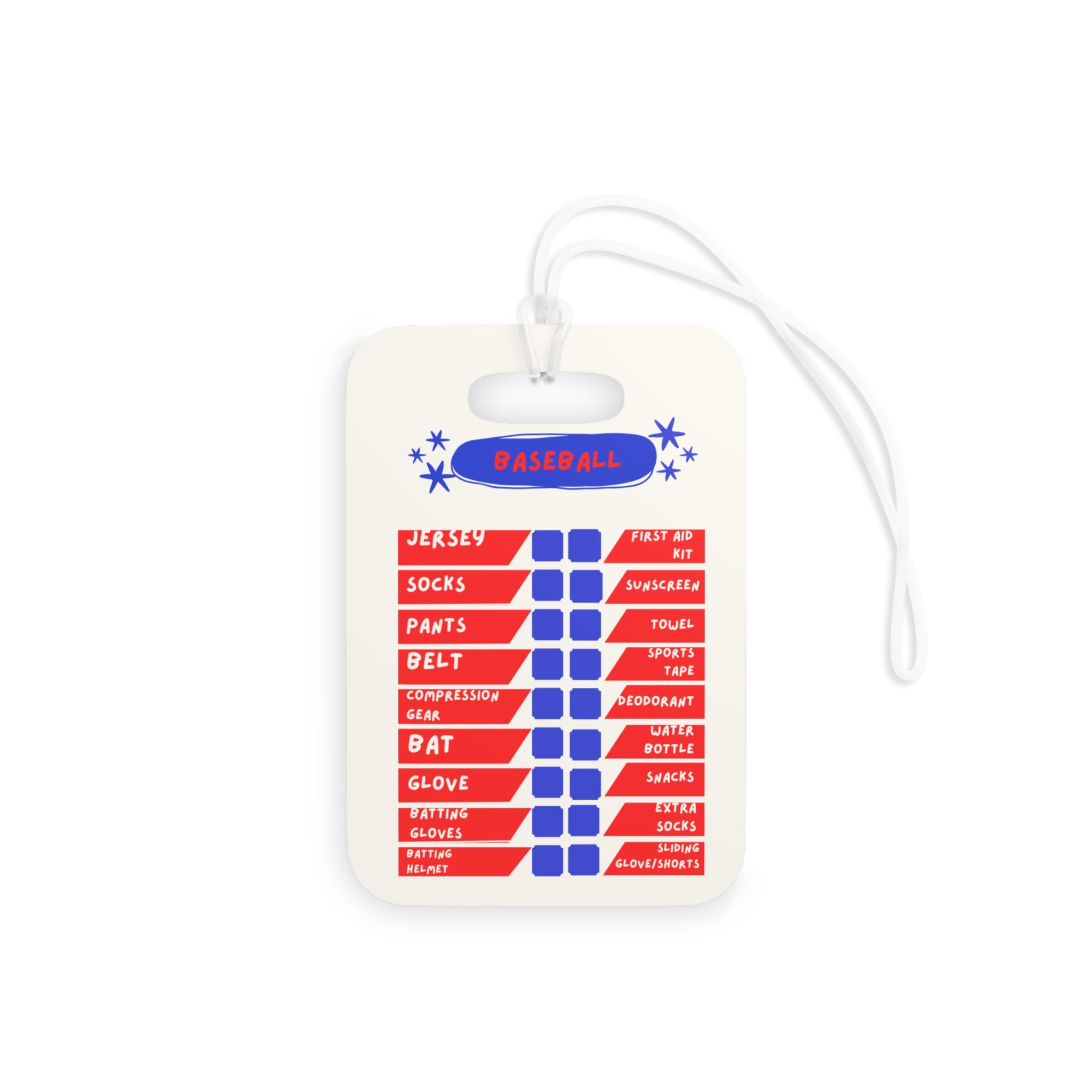 Baseball Luggage Tag — Customizable Name & Number with Game Checklist - Magnolia Wild SC