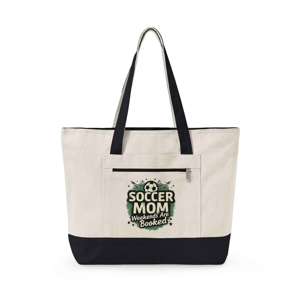 Personalized Soccer Mom Zippered Tote — Weekends Are Booked (Seriously!)
