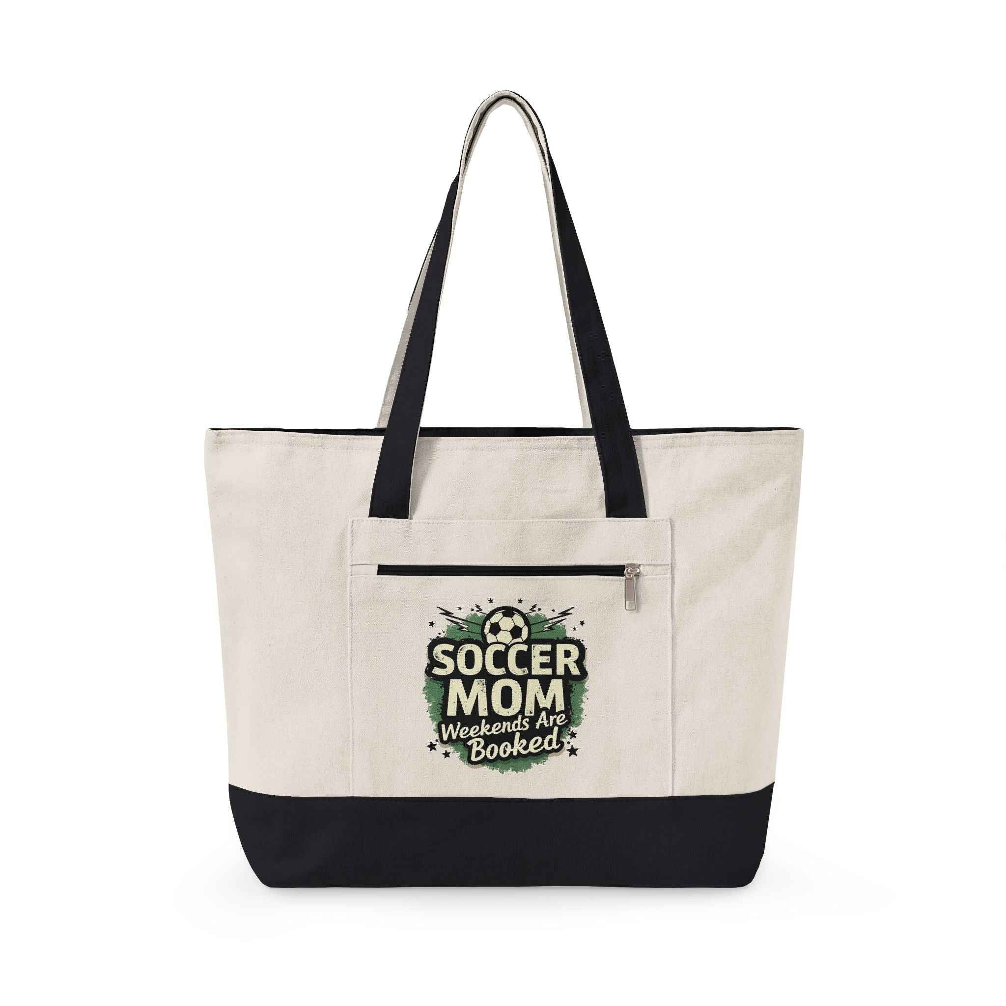 Personalized Soccer Mom Zippered Tote — Weekends Are Booked (Seriously!)