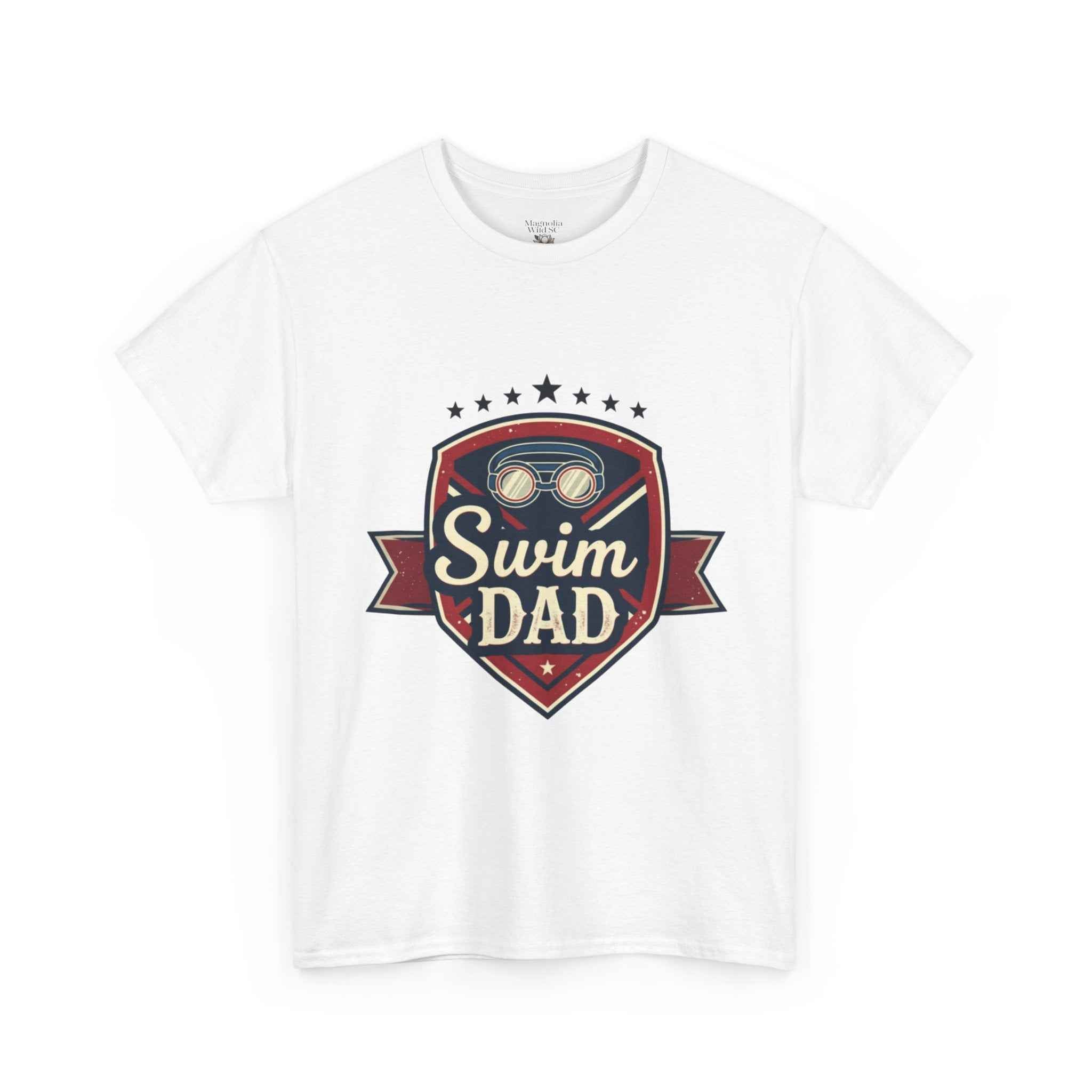 Retro Badge Style: The Vintage Swim Dad Shield Tee