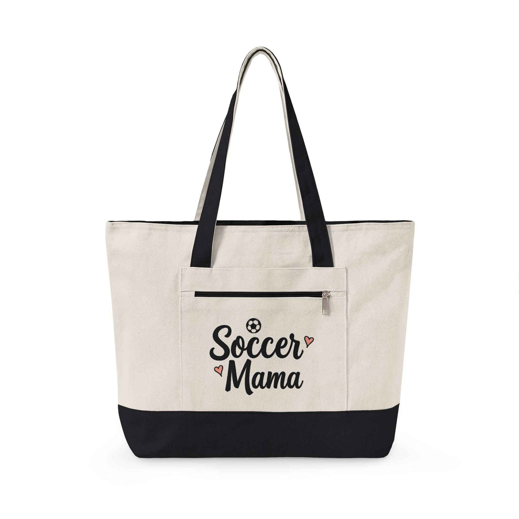 Personalized Soccer Mama Zippered Canvas Tote — Game Day Essential