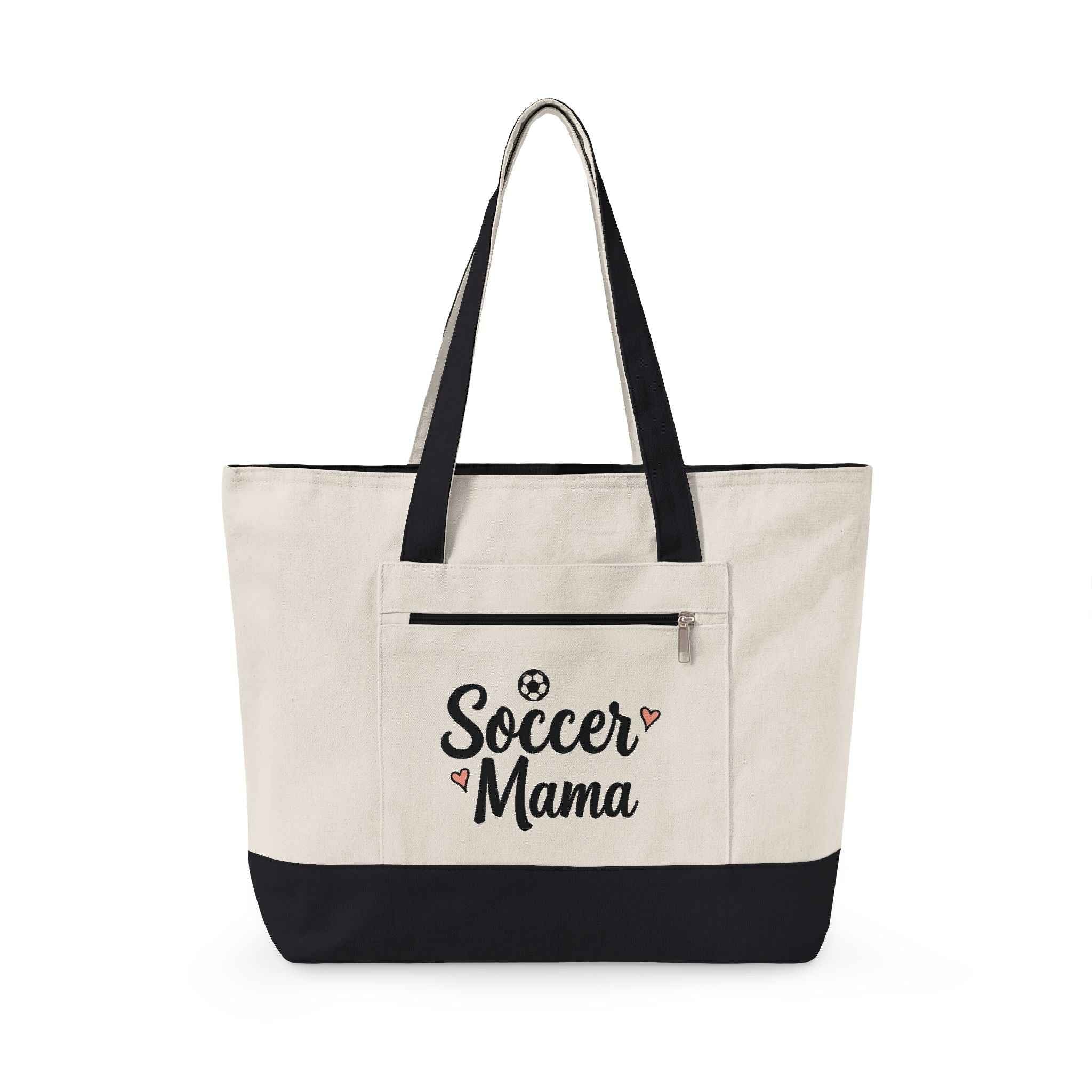 Personalized Soccer Mama Zippered Canvas Tote — Game Day Essential