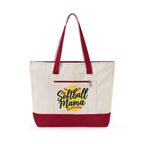 Personalized Softball Mom Zippered Canvas Tote