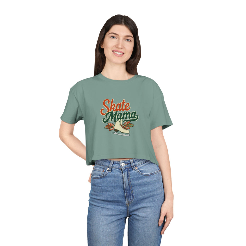 Figure Skating Mama Crop Tee | Retro Figure Skating Graphic, Mom Sports Top - Magnolia Wild SC