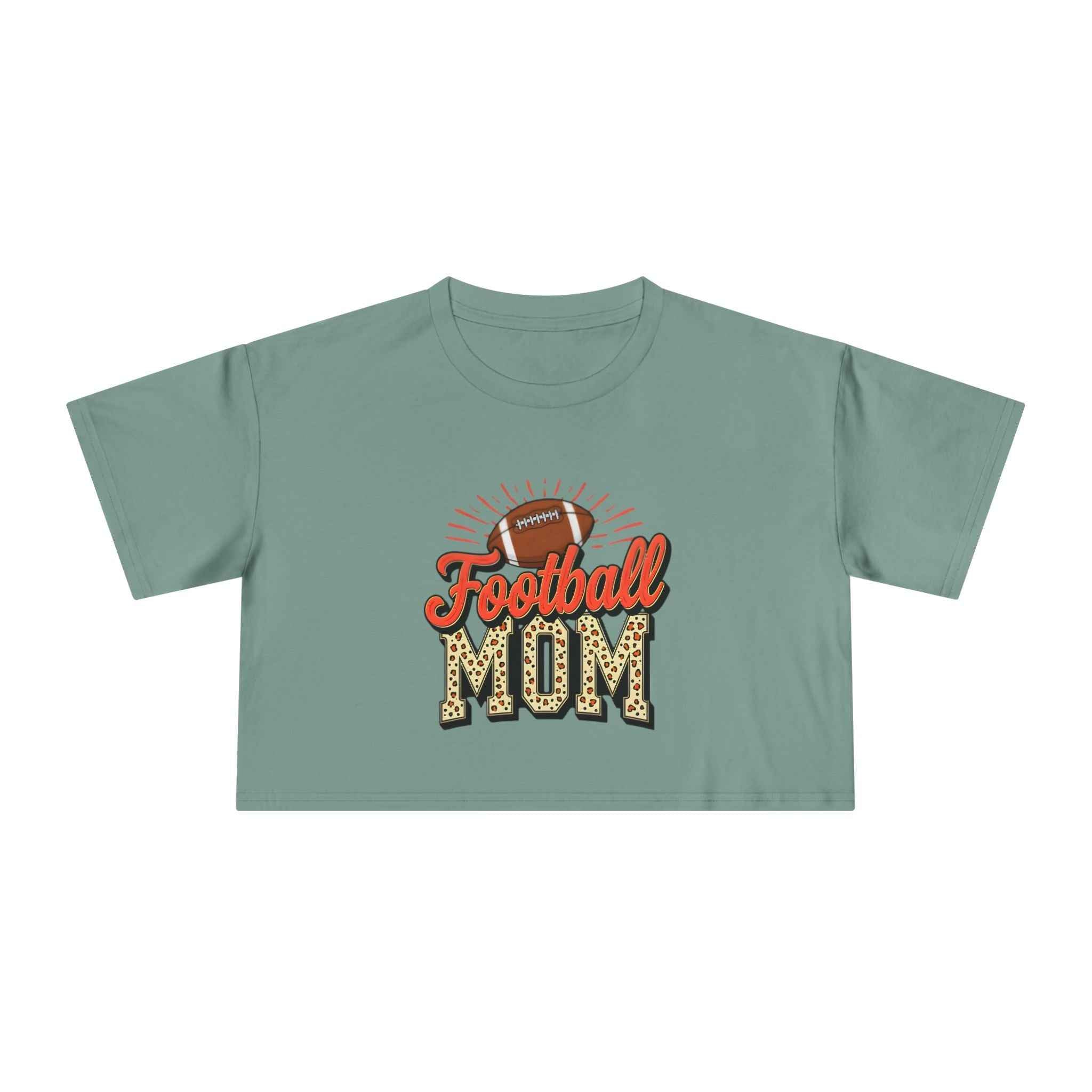 Football Mom Cheetah Print Crop Tee