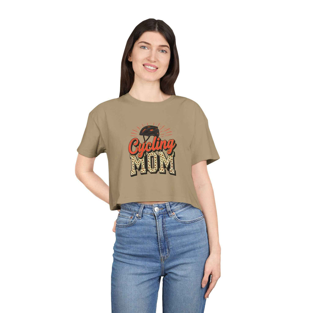 Cycling Mom Cheetah Print Crop Tee