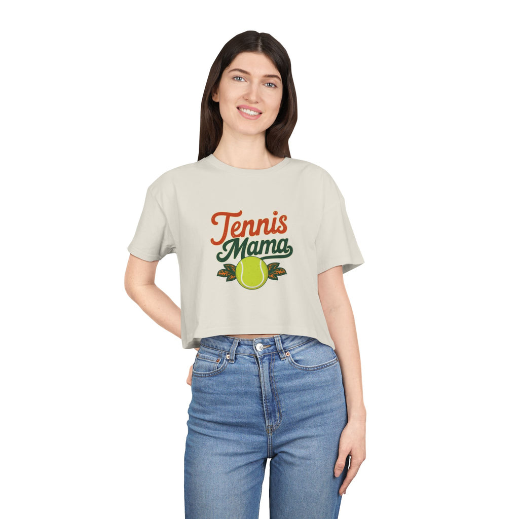 Tennis Mama Crop Tee | Retro Tennis Graphic, Mom Sports Top - Magnolia Wild SC