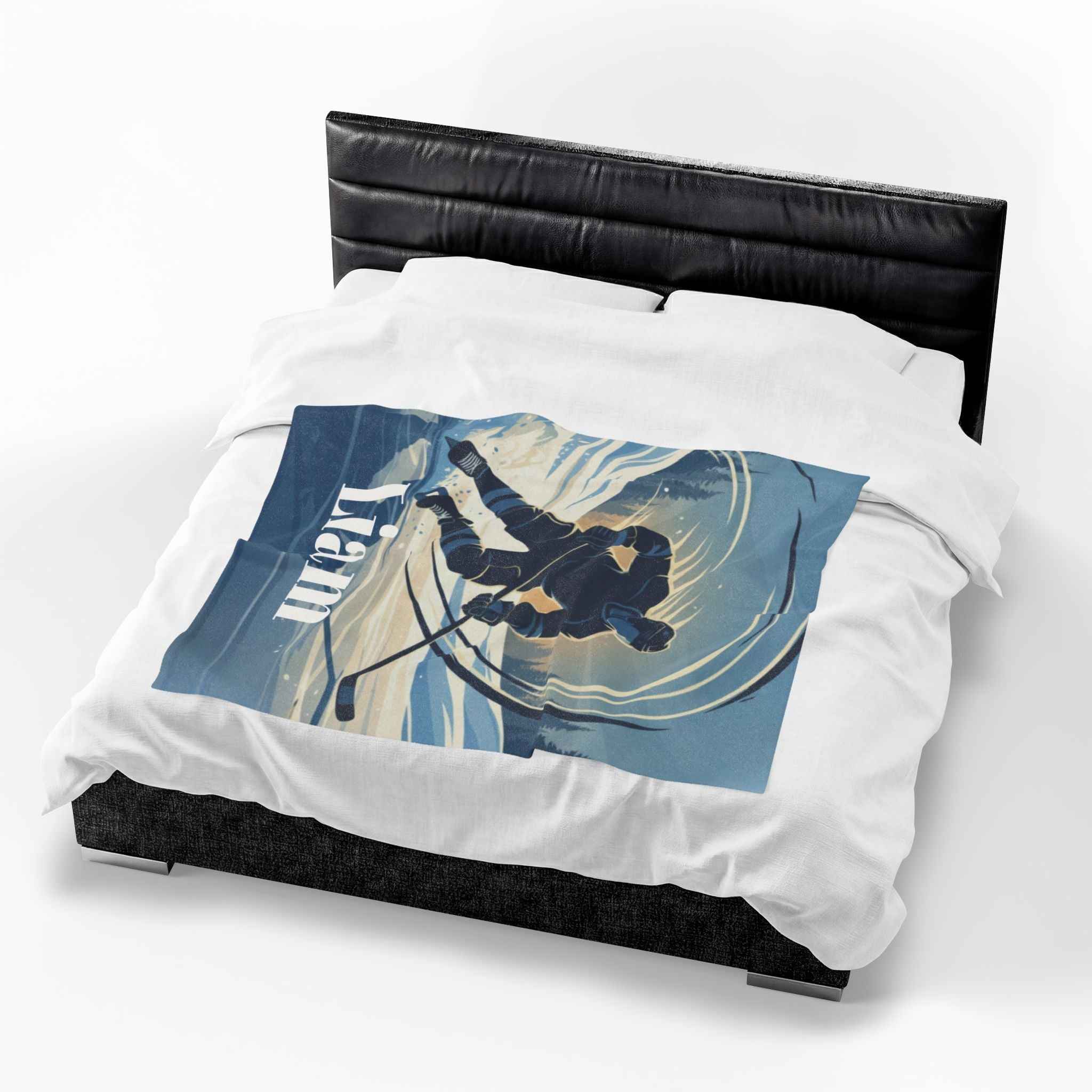 Personalized Hockey Velveteen  Plush Blanket — Custom Name for Players, Moms, and Fans