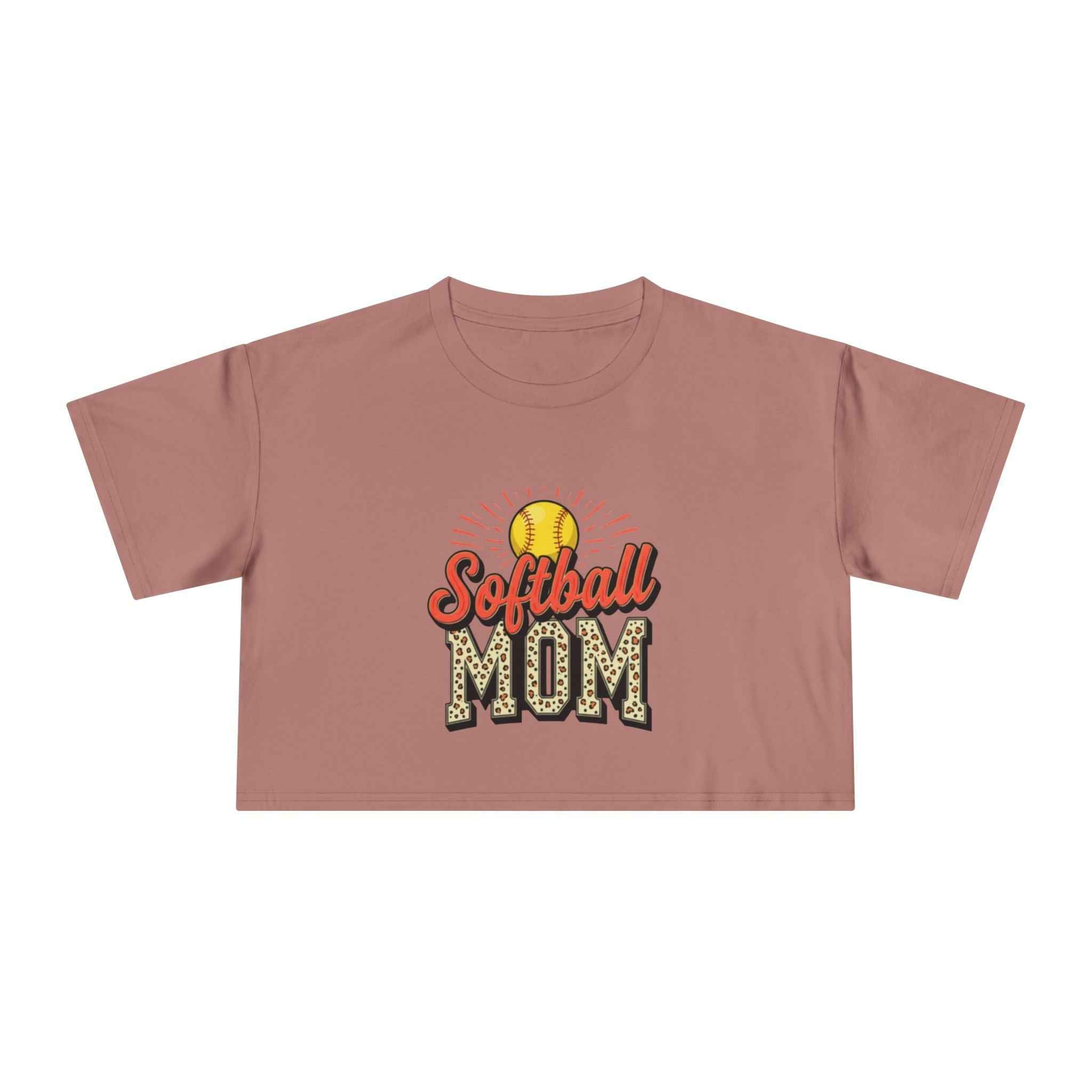 Softball Mom Cheetah Print Women's Crop Tee